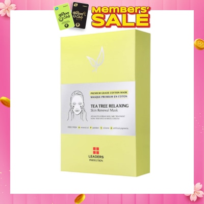 LEADERS INSOLUTION Tea Tree Relaxing Skin Renewal Sheet Mask (Premium Grade Cotton Mask) 5s