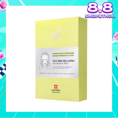 LEADERS INSOLUTION Tea Tree Relaxing Skin Renewal Sheet Mask (Premium Grade Cotton Mask) 5s