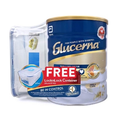 GLUCERNA Triple Care Adult Nutrition Powder Drink Vanilla 800g Bundle Packset Free LOCK n LOCK Container 1s