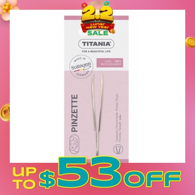 TITANIA Sl Tweezers (With Hair Gripping Edges, Straight And Gold Plated Tip) 1s