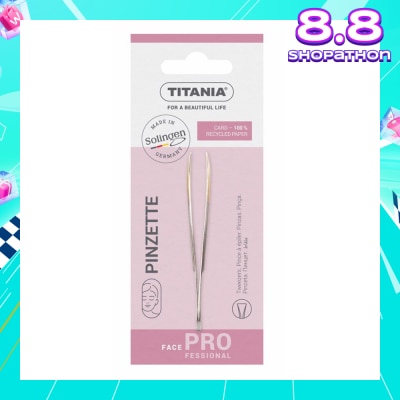 TITANIA Sl Tweezers (With Hair Gripping Edges, Straight And Gold Plated Tip) 1s