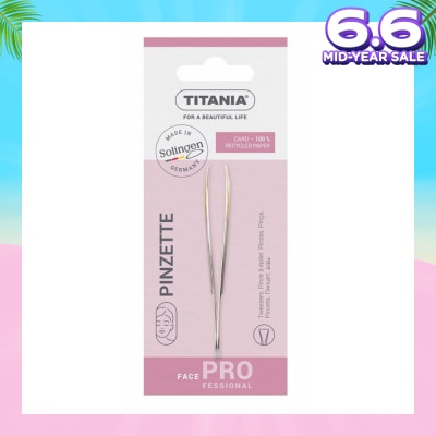 TITANIA Sl Tweezers (With Hair Gripping Edges, Straight And Gold Plated Tip) 1s