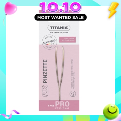 TITANIA Sl Tweezers (With Hair Gripping Edges, Slanted And Gold Plated Tip) 1s image