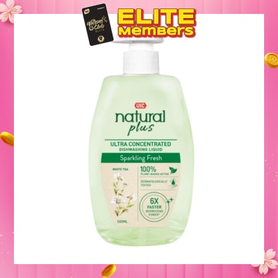 UIC Natural Plus Ultra Concentrated Dishwashing Liquid Pump Bottle (Sparkling Fresh) 500ml