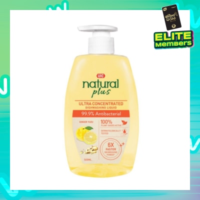 UIC Natural Plus Ultra Concentrated Dishwashing Liquid Pump Bottle (99.9% Antibacterial) 500ml