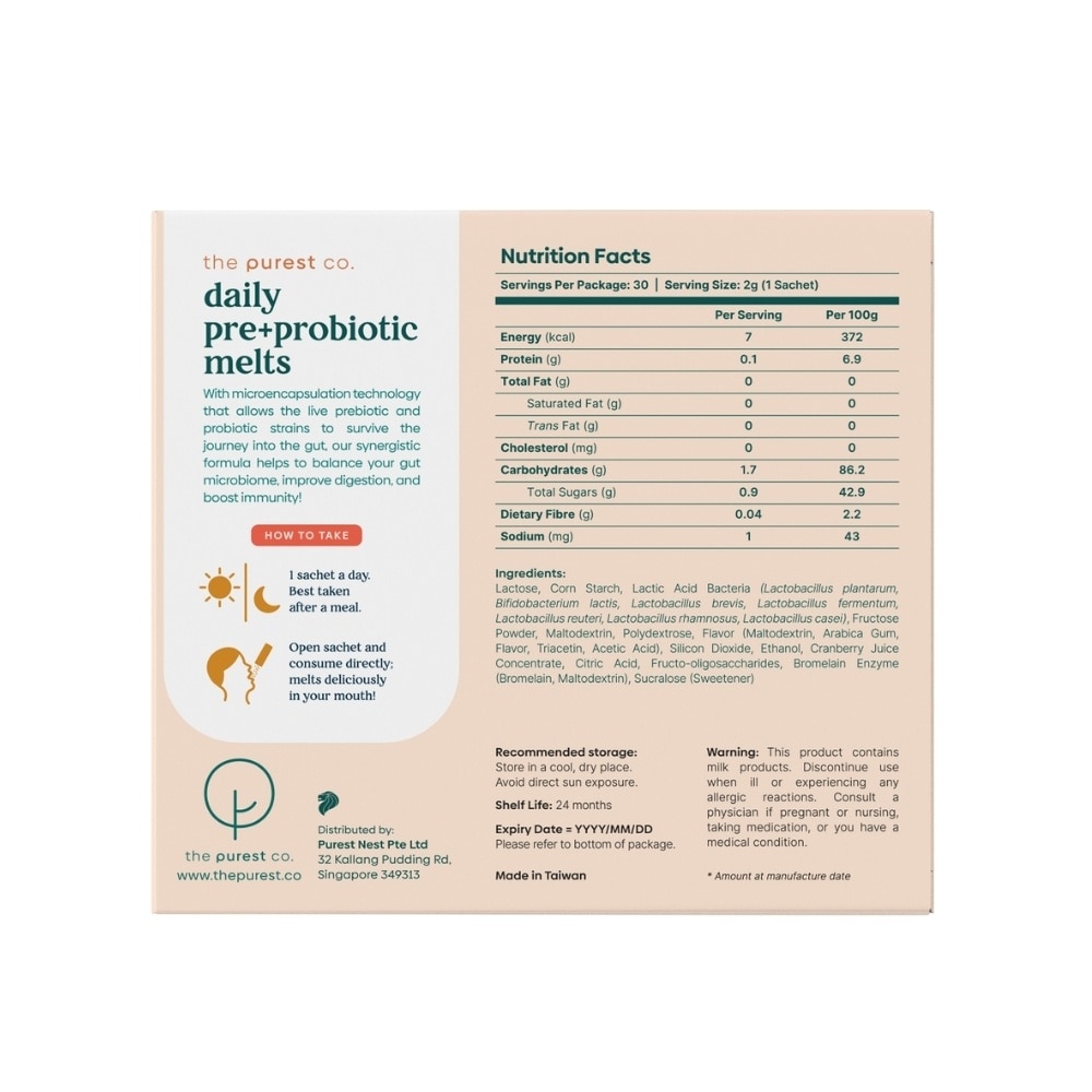 Daily Pre+Probiotic Melts (To Support Digestive Health And Foster Healthy Gut) Sachets 30s