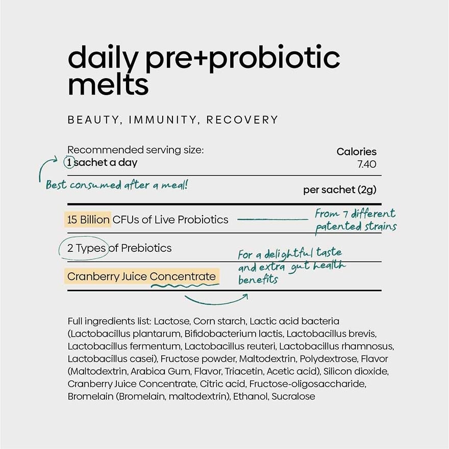 Daily Pre+Probiotic Melts (To Support Digestive Health And Foster Healthy Gut) Sachets 30s