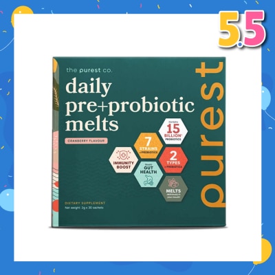 THE PUREST CO Daily Pre+Probiotic Melts (To Support Digestive Health And Foster Healthy Gut) Sachets 30s
