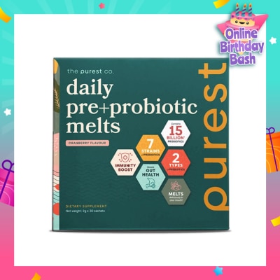 THE PUREST CO Daily Pre+Probiotic Melts (To Support Digestive Health And Foster Healthy Gut) Sachets 30s