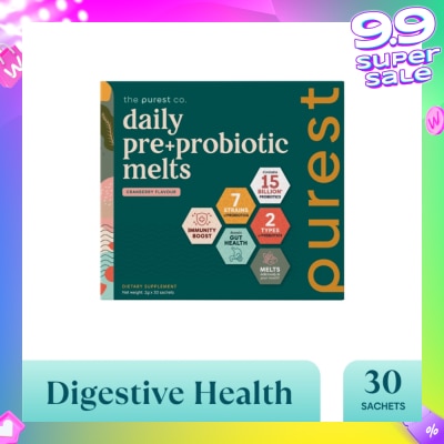 THE PUREST CO Daily Pre+Probiotic Melts (To Support Digestive Health And Foster Healthy Gut) Sachets 30s