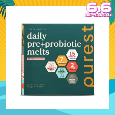 THE PUREST CO Daily Pre+Probiotic Melts (To Support Digestive Health And Foster Healthy Gut) Sachets 30s