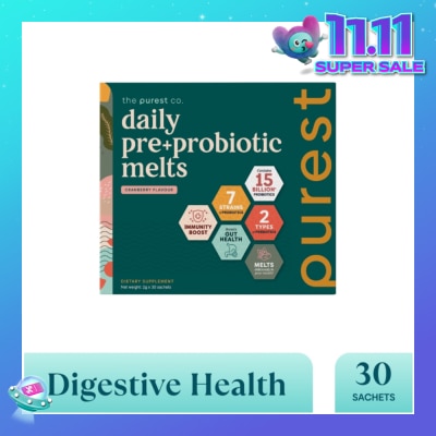 THE PUREST CO Daily Pre+Probiotic Melts (To Support Digestive Health And Foster Healthy Gut) Sachets 30s