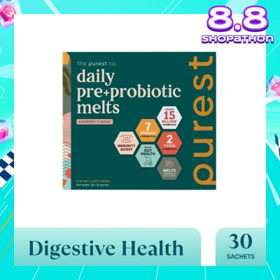 THE PUREST CO Daily Pre+Probiotic Melts (To Support Digestive Health And Foster Healthy Gut) Sachets 30s