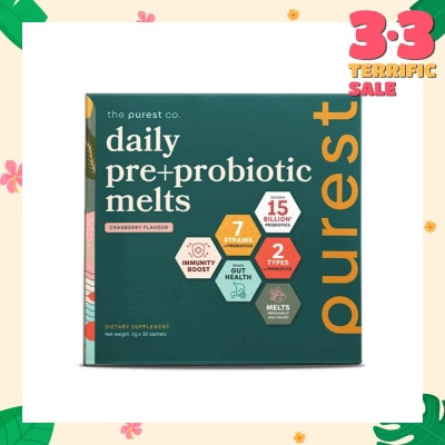 THE PUREST CO Daily Pre+Probiotic Melts (To Support Digestive Health And Foster Healthy Gut) Sachets 30s