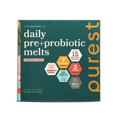 THE PUREST CO Daily Pre+Probiotic Melts (To Support Digestive Health And Foster Healthy Gut) Sachets 30s