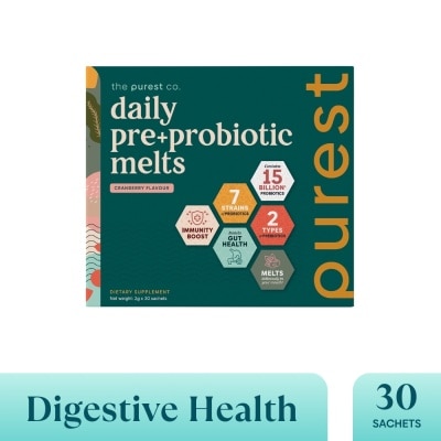 THE PUREST CO Daily Pre+Probiotic Melts (To Support Digestive Health And Foster Healthy Gut) Sachets 30s