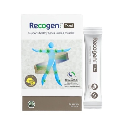 RECOGEN Total (Lemon Tea) Supports Healthy Bones, Joints And Muscles Sachets 17.2g X 30s