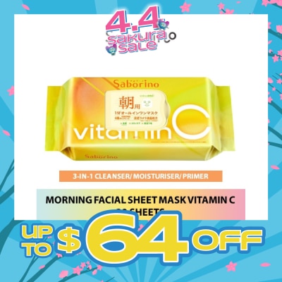 SABORINO - Morning Facial Sheet Mask Vitamin C (Helps To Hydrate & Brighten Dull Skin) 30s