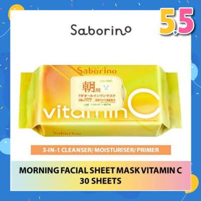 SABORINO Morning Facial Sheet Mask Vitamin C (Helps To Hydrate & Brighten Dull Skin) 30s