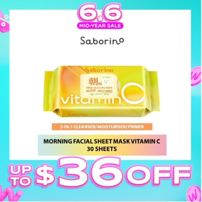 SABORINO - Morning Facial Sheet Mask Vitamin C (Helps To Hydrate & Brighten Dull Skin) 30s