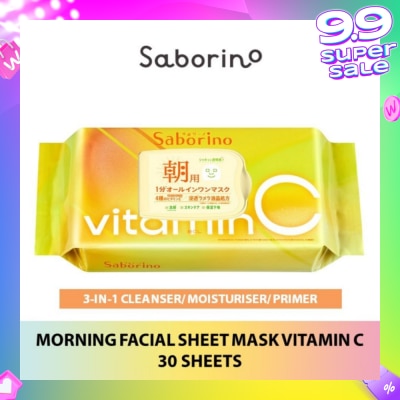 SABORINO Morning Facial Sheet Mask Vitamin C (Helps To Hydrate & Brighten Dull Skin) 30s