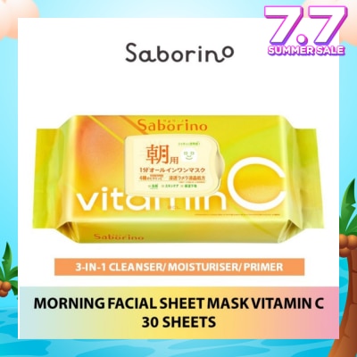 SABORINO Morning Facial Sheet Mask Vitamin C (Helps To Hydrate & Brighten Dull Skin) 30s