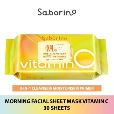 SABORINO Morning Facial Sheet Mask Vitamin C (Helps To Hydrate & Brighten Dull Skin) 30s