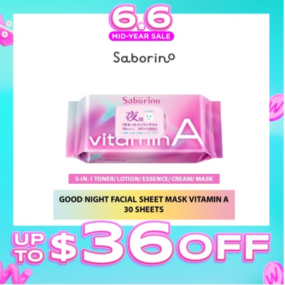 SABORINO - Good Night Facial Sheet Mask Vitamin A (Helps To Plump & Hydrate Skin) 30s