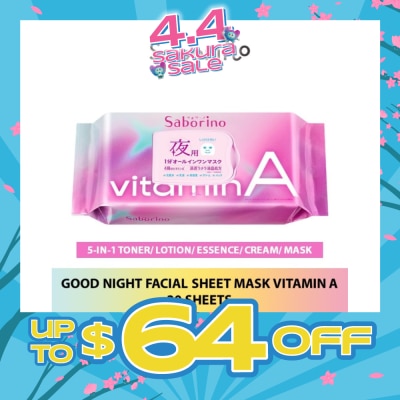 SABORINO - Good Night Facial Sheet Mask Vitamin A (Helps To Plump & Hydrate Skin) 30s