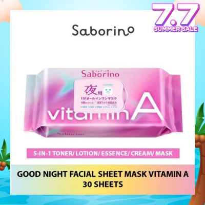 SABORINO Good Night Facial Sheet Mask Vitamin A (Helps To Plump & Hydrate Skin) 30s