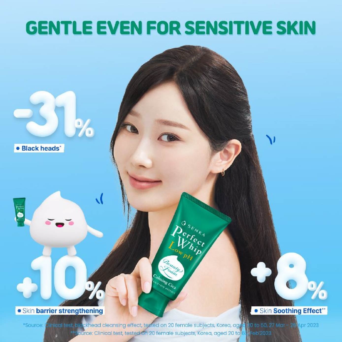 Perfect Whip Gentle Calming Cica Low Ph Beauty Cleansing Foam (Gentle On Sensitive Skin, Calms Irritation) 100g