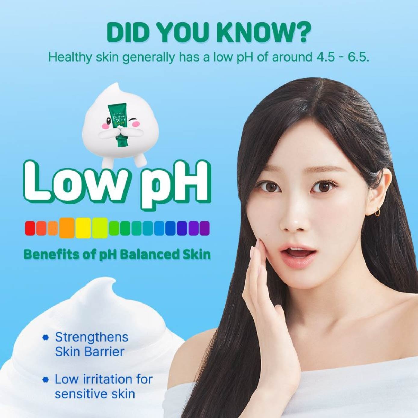 Perfect Whip Gentle Calming Cica Low Ph Beauty Cleansing Foam (Gentle On Sensitive Skin, Calms Irritation) 100g