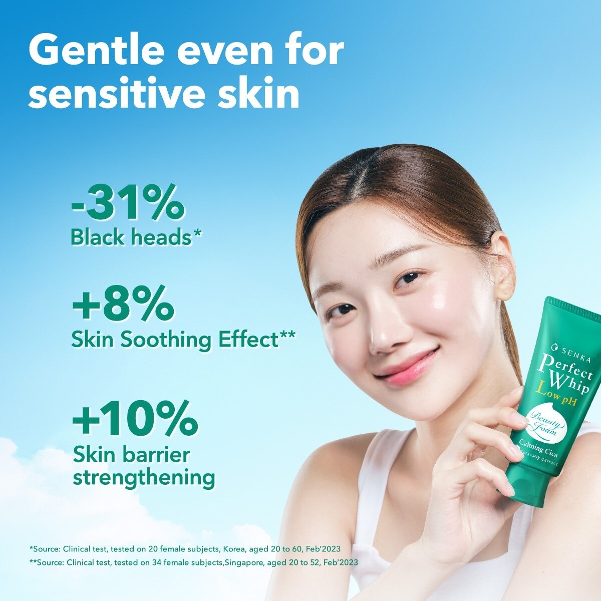 Perfect Whip Gentle Calming Cica Low Ph Beauty Cleansing Foam (Gentle On Sensitive Skin, Calms Irritation) 100g