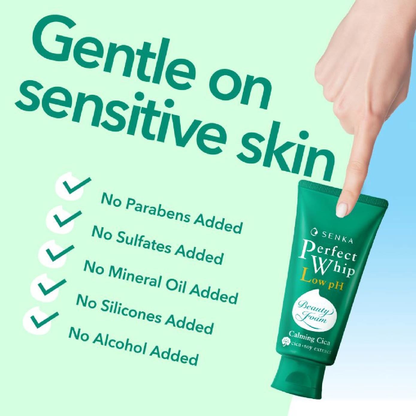 Perfect Whip Gentle Calming Cica Low Ph Beauty Cleansing Foam (Gentle On Sensitive Skin, Calms Irritation) 100g