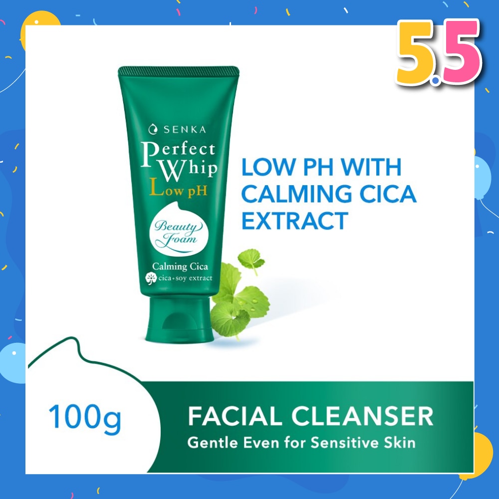 Perfect Whip Gentle Calming Cica Low Ph Beauty Cleansing Foam (Gentle On Sensitive Skin, Calms Irritation) 100g