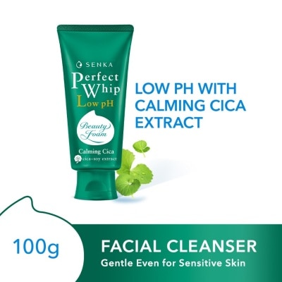 SENKA Perfect Whip Gentle Calming Cica Low Ph Beauty Cleansing Foam (Gentle On Sensitive Skin, Calms Irritation) 100g