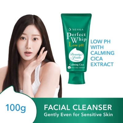 SENKA Perfect Whip Gentle Calming Cica Low Ph Beauty Cleansing Foam (Gentle On Sensitive Skin, Calms Irritation) 100g
