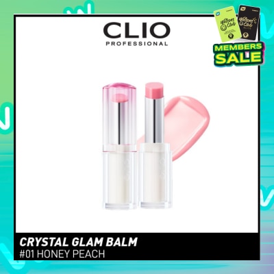 CLIO Crystal Glam Balm (01 Honey Peach) Honey Like Glow To Create Soft And Supple Lips 3g