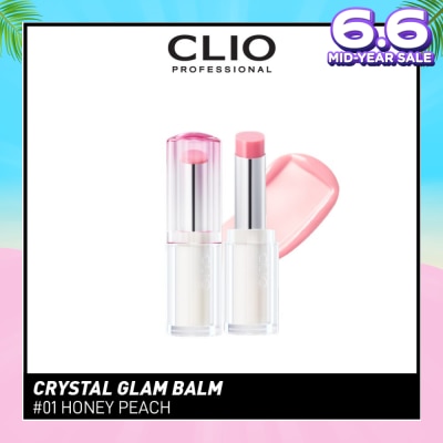 CLIO Crystal Glam Balm (01 Honey Peach) Honey Like Glow To Create Soft And Supple Lips 3g