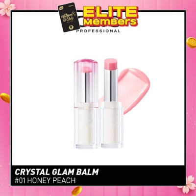 CLIO Crystal Glam Balm (01 Honey Peach) Honey Like Glow To Create Soft And Supple Lips 3g