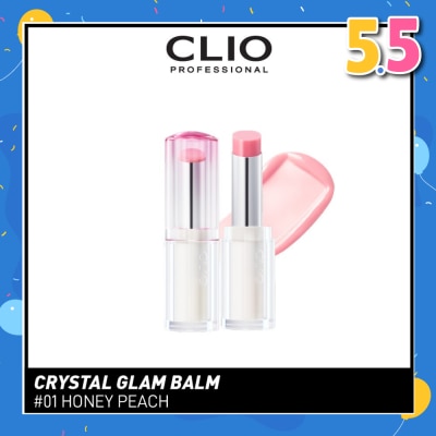 CLIO Crystal Glam Balm (01 Honey Peach) Honey Like Glow To Create Soft And Supple Lips 3g