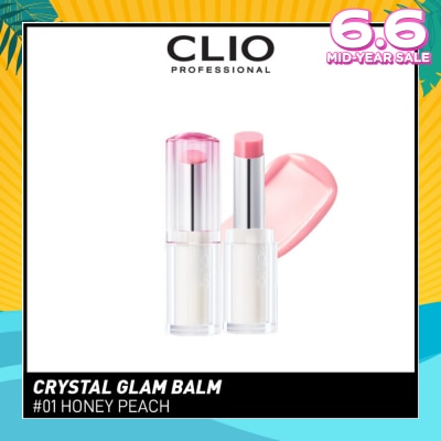 CLIO Crystal Glam Balm (01 Honey Peach) Honey Like Glow To Create Soft And Supple Lips 3g