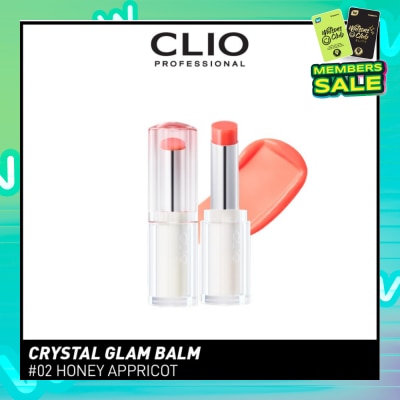 CLIO Crystal Glam Balm (02 Honey Apricot) Honey Like Glow To Create Soft And Supple Lips 3g