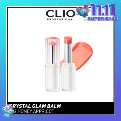 CLIO Crystal Glam Balm (02 Honey Apricot) Honey Like Glow To Create Soft And Supple Lips 3g