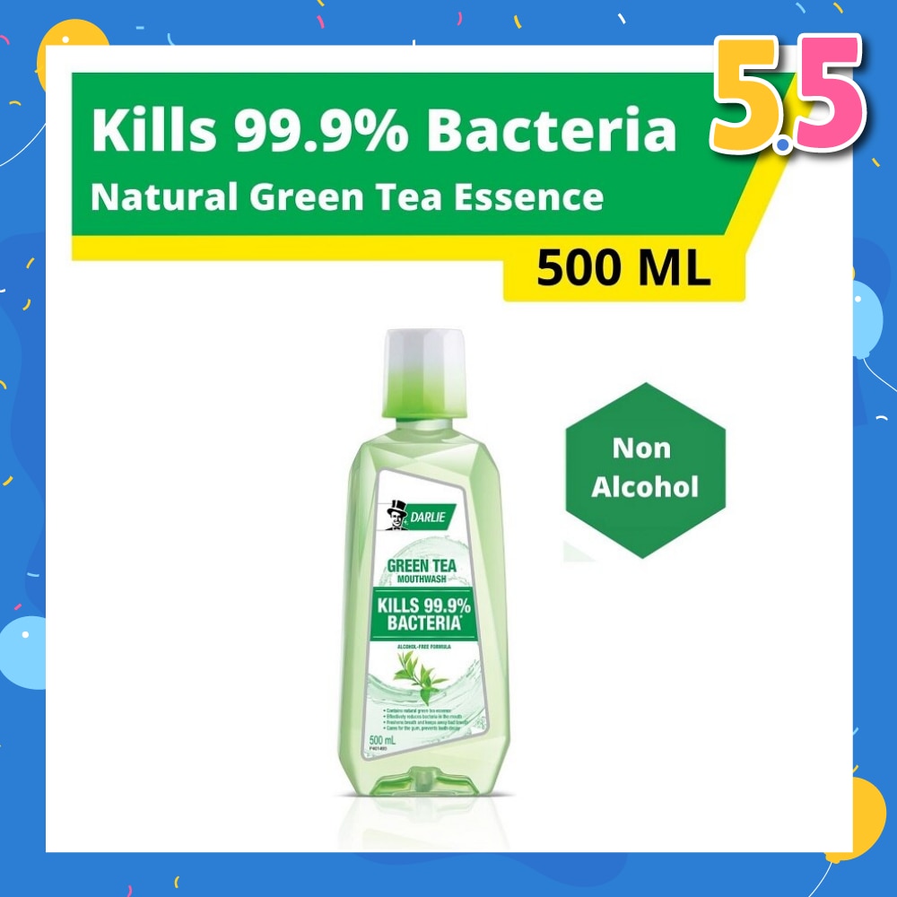 Mouthwash Non Alcohol Natural Green Tea Essence (Kills 99.9% Bacteria) 500ml