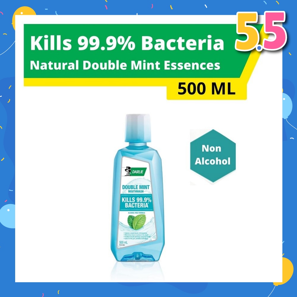 Mouthwash Non Alcohol Double Mint Essence (Kills 99.9% Bacteria) 500ml