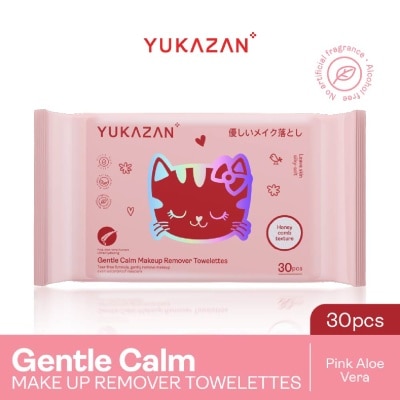 YUKAZAN - Gentle Calm Pink Aloe Vera Makeup Remover Towelettes 30s