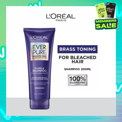 LOREAL PARIS HAIR EXPERT EverPure Brass Toning Purple Sulfate-free Shampoo (Neutralise Brassiness For All Colored Hair) 200ml