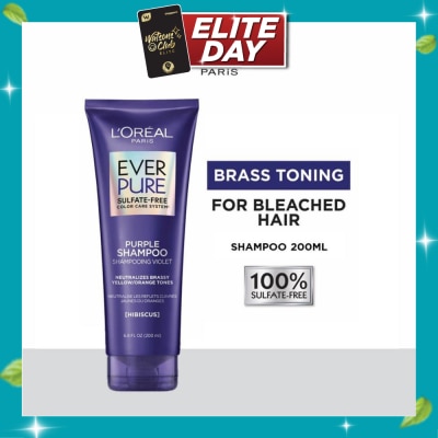 LOREAL PARIS HAIR EXPERT EverPure Brass Toning Purple Sulfate free Shampoo (Neutralise Brassiness For All Colored Hair) 200ml image