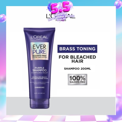 LOREAL PARIS HAIR EXPERT - EverPure Brass Toning Purple Sulfate-free Shampoo (Neutralise Brassiness For All Colored Hair) 200ml